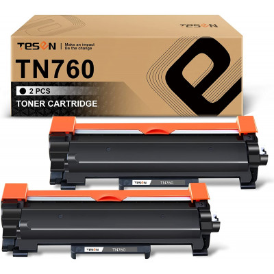 TESEN 2 Pack TN760 Compatible Cartridge Replacement for Brother TN760 TN730